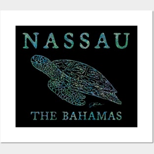 Nassau, The Bahamas, Gliding Sea Turtle (Distressed) Posters and Art